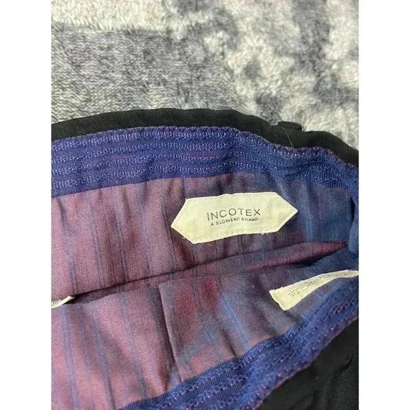 Incotex Super 100s Men's Dress Pants 37X26.5 Black Classic Fit Slacks Flat Front - Picture 9 of 13